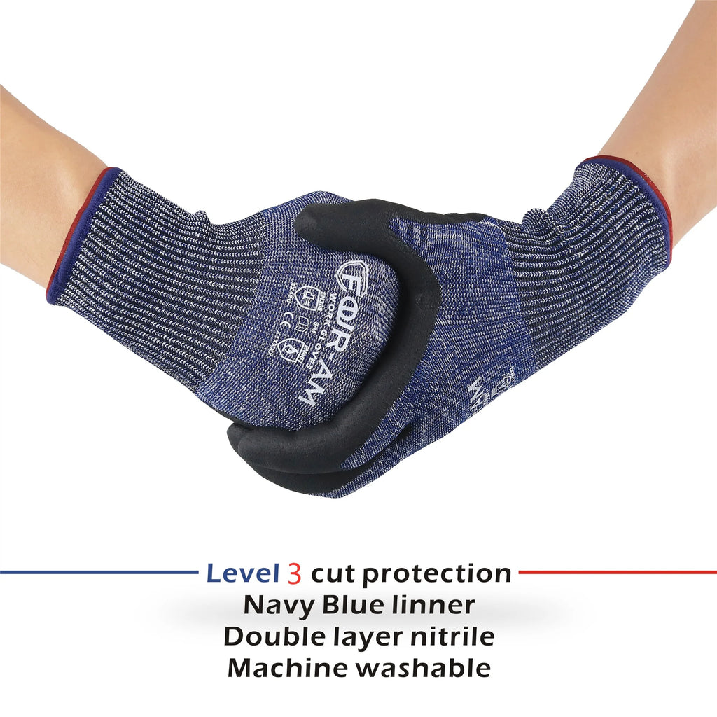 1/3Pairs Level 3 Cut-Resistant Gloves, Firm Non-Slip Grip, Heavy Duty Work,Multipurpose, Excellent Grip for Men & Women