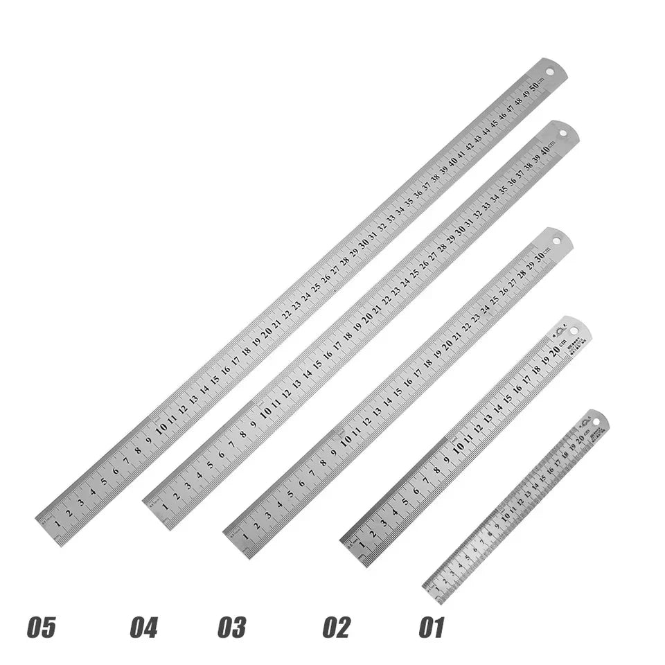Precision Stainless Steel Metal Straight Ruler (150mm - 500mm)