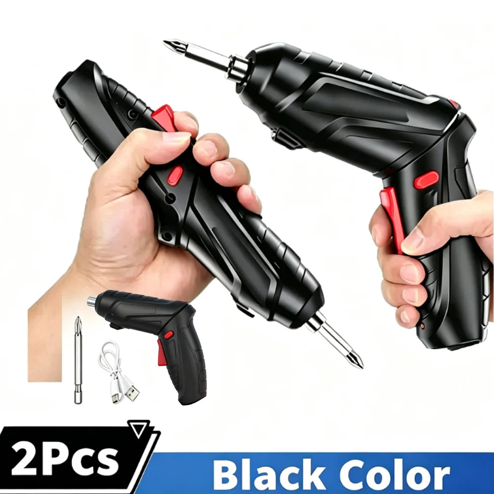 Portable Electric Screwdriver Cordless 2 in 1 Rotated 90 Degrees Rechargeable Screwdriver with LED for Home Office DIY Tools