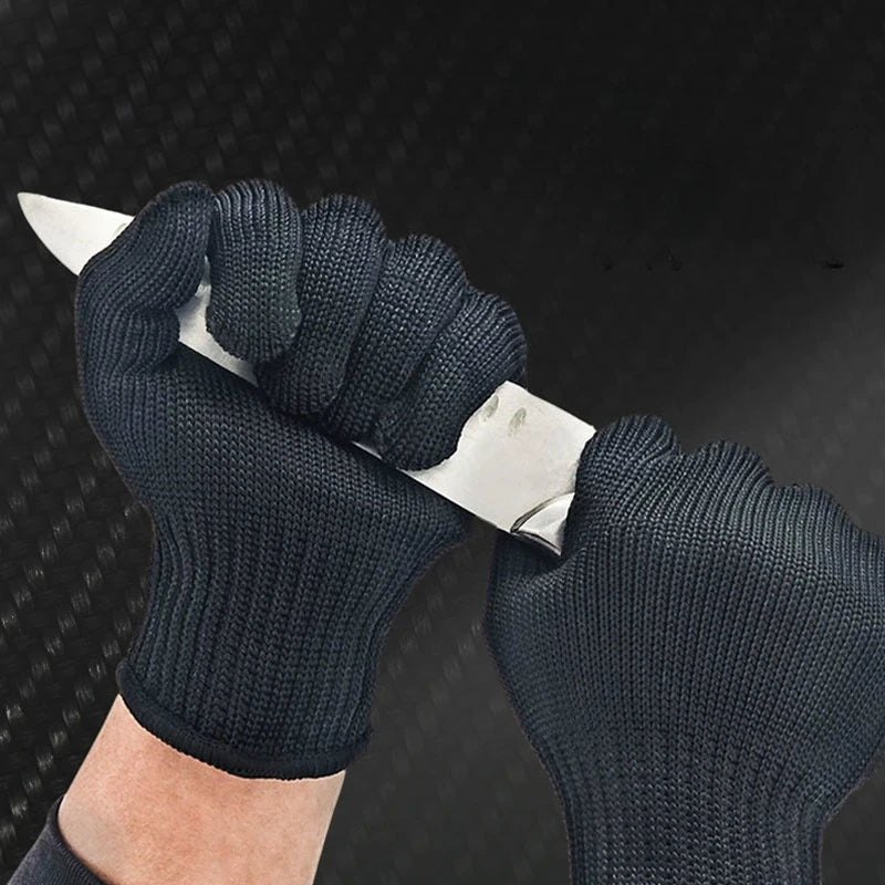 1pair Cut Resistant Gloves for Kitchen Safety Protection High Dexterity Ambidextrous Work Gloves for Gardening Woodworking Black