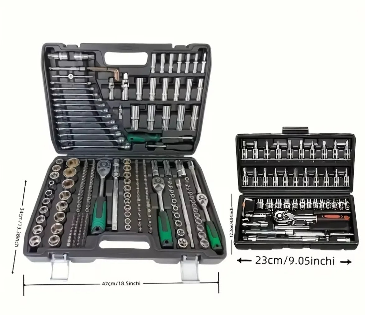 216-Piece Professional Socket Set - 1/2" 3/8" 1/4" Drive SAE & Metric, 72-Tooth Ratchet for Automotive & Home Repair