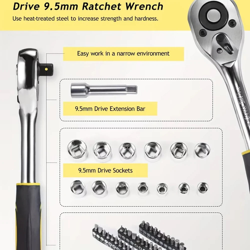 108-Piece Home Tool Kit – Complete DIY Household Tool Set for Repair & Maintenance