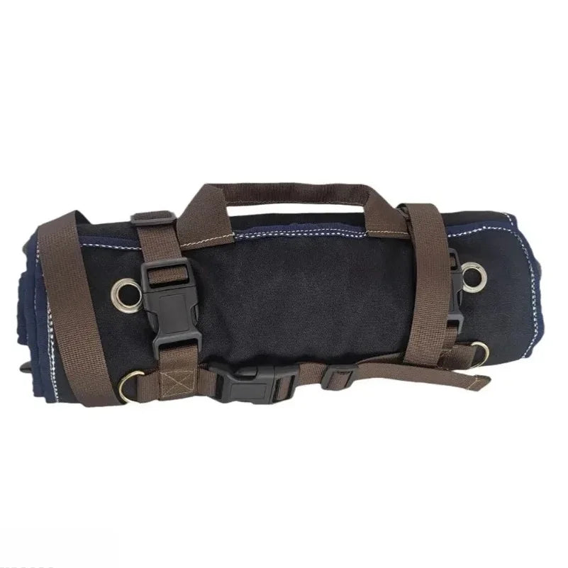 1680D Heavy Duty Waxed Canvas Tool Roll Up Bag, 15-Pockets Professional Organizer for Mechanic Electrician, Waterproof Tool Wrap