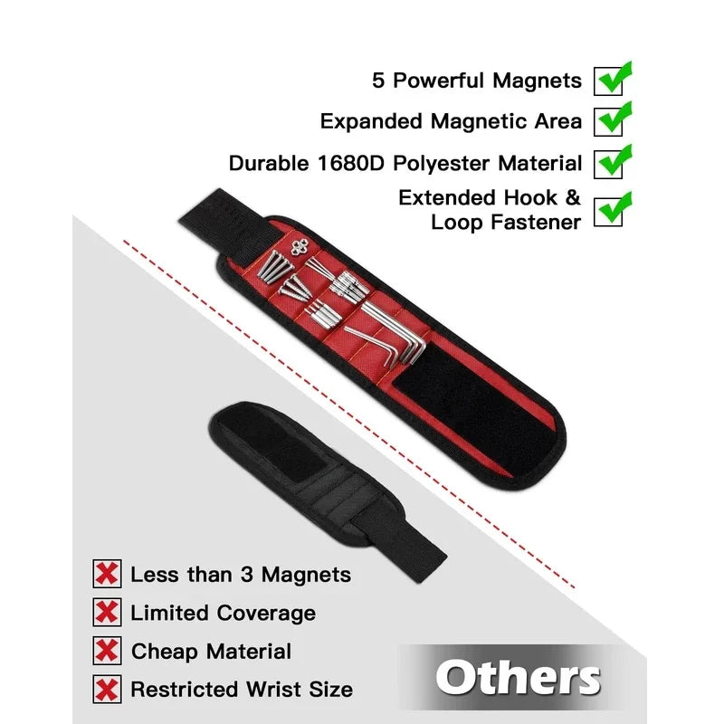 Magnetic Wristband for Holding Screws Nails Drilling Bits Wrist Tool Holder Belts with Strong Magnets Cool Gadgets for Men Women