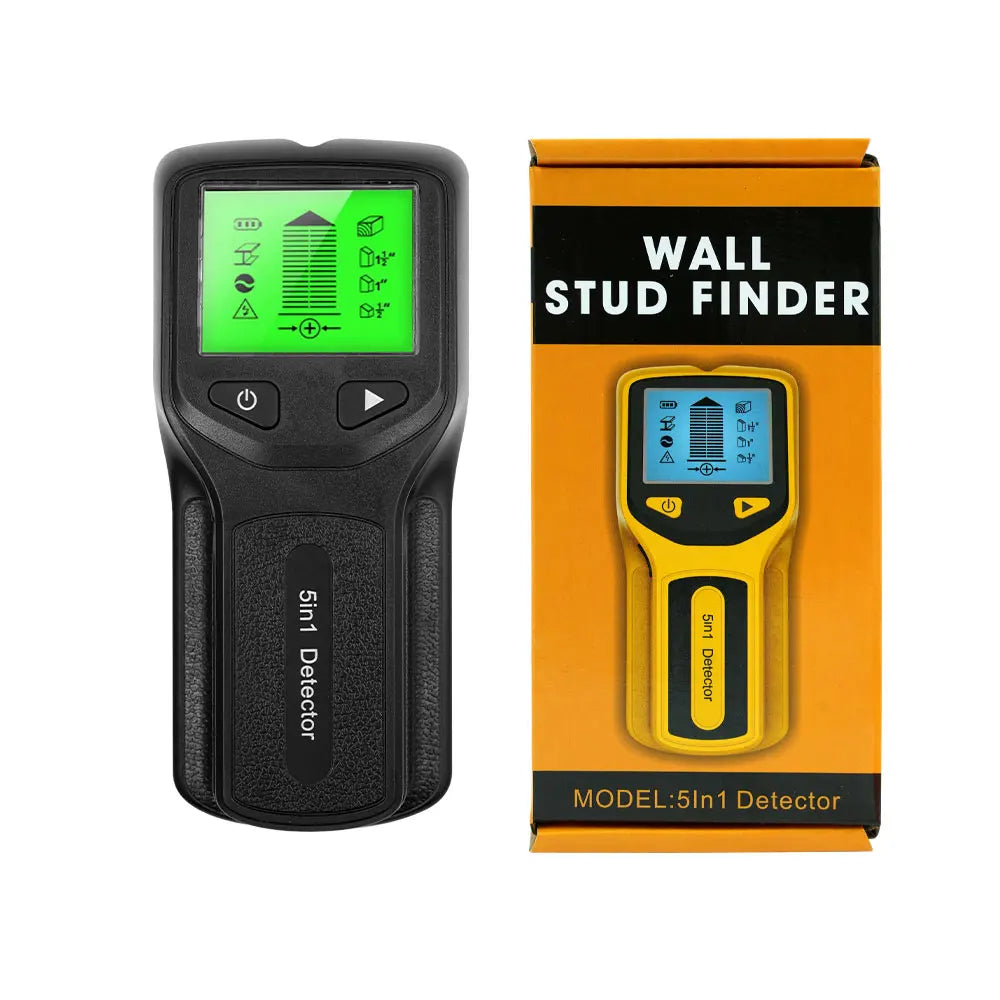 Handheld 5 in 1 Digital Wall Stud Detector Wood Scanner Metal Finder for Live AC Wires Cables PVC Water Pipe