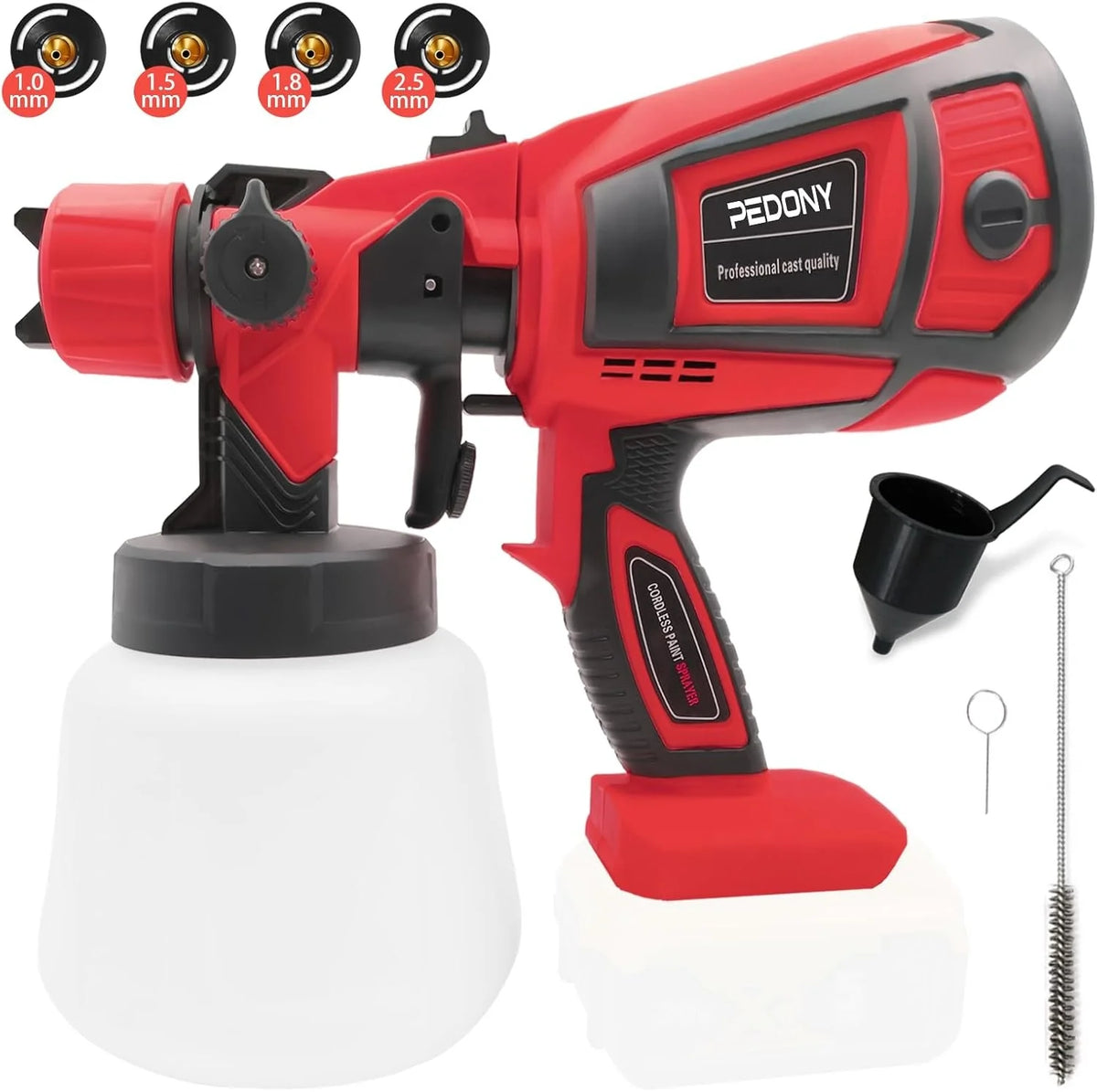Battery Paint Spray System, 18 V 30000 RPM Wireless Paint Spray Gun, 4 Nozzles and 3 Spray Modes, 1000 ml Container, Electric Spray Gun for Painting Walls, Fences and Ceilings for Milwaukee Battery