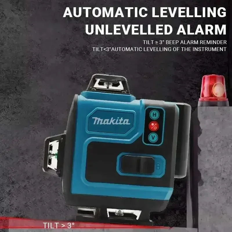 Makita Professional 16-Line Laser Level - 515nm High-Visibility Green Light, Self-Leveling & Manual for Indoor/Outdoor Alignment