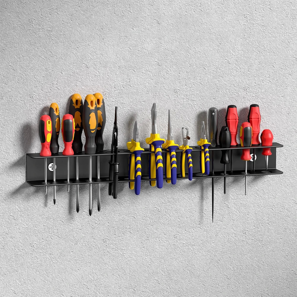 Heavy-Duty Wall Mounted Metal Tool & Screwdriver Storage Rack