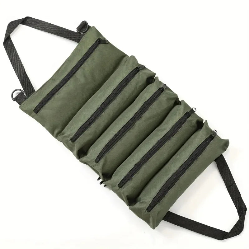 Heavy-Duty Roll-Up Tool Bag - Oxford Fabric Multi-Tool Organizer All-in-One Garage Storage for Mechanics/Electricians/Carpenters