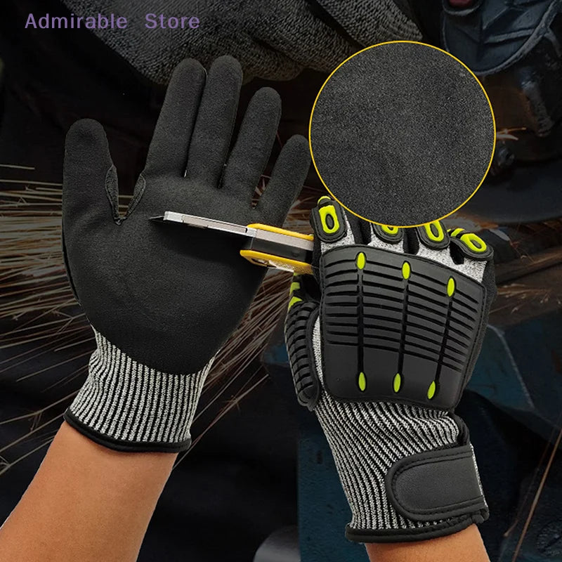 [W]Safety Anti Vibration Safety Work Gloves Wear-resistant And Cut-resistant Mechanics Protective Work Gloves