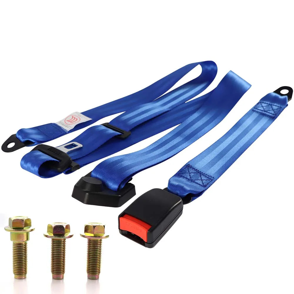 2-Pack Universal 3-Point Non-Retractable Car Safety Belts – 250cm Replacement Harness Set