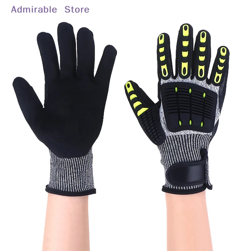 [W]Safety Anti Vibration Safety Work Gloves Wear-resistant And Cut-resistant Mechanics Protective Work Gloves