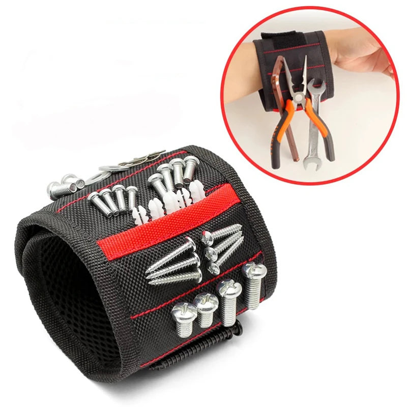 Magnetic Wristband Comes with 10 Strong Magnets Wrist Power Repair Tool Accessories for Screws Nails Bolts Drills Fasteners DIY