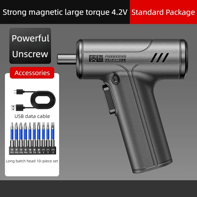 Cordless Electric Screwdriver Set 4.2V Mini Hand Drill Rechargeable Multi-Function Power Tool with Type-C Interface
