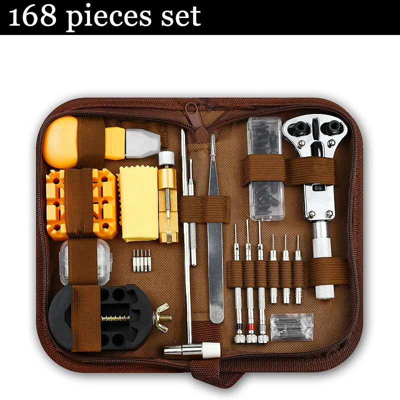 168Pcs Watch Repair Tool Kits Watch Link Pin Remover Case Opener Spring Bar Remover Movement Lid Opener Pry Kit Combination Tool
