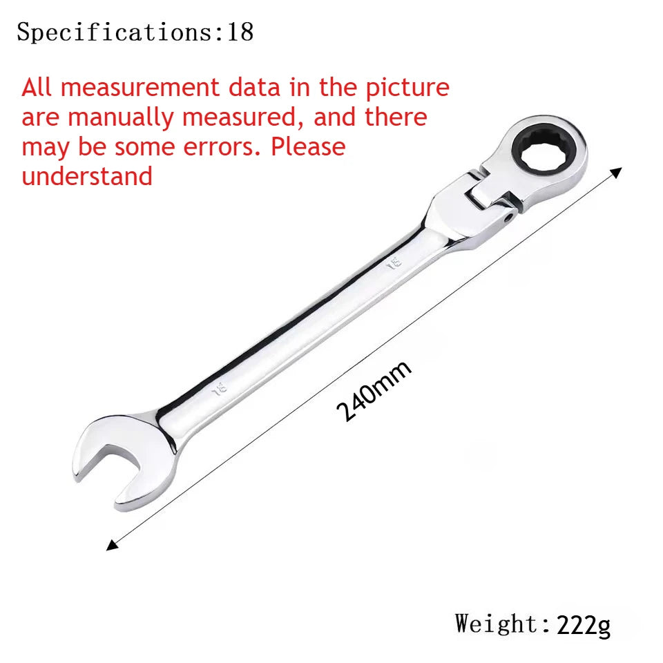 Universal 72-Tooth Ratchet Wrench, Automatic, Fast and Labor-Saving, Dual-Use, with Open End, Movable Head, Open Plummer, 1pcs