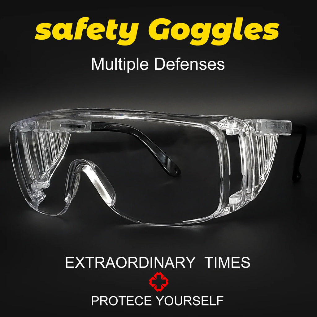 2 Pack Safety Glasses over Glasses Anti Fog Goggles Clear PC Frame Spectacles for Lab Medical and Daily Use