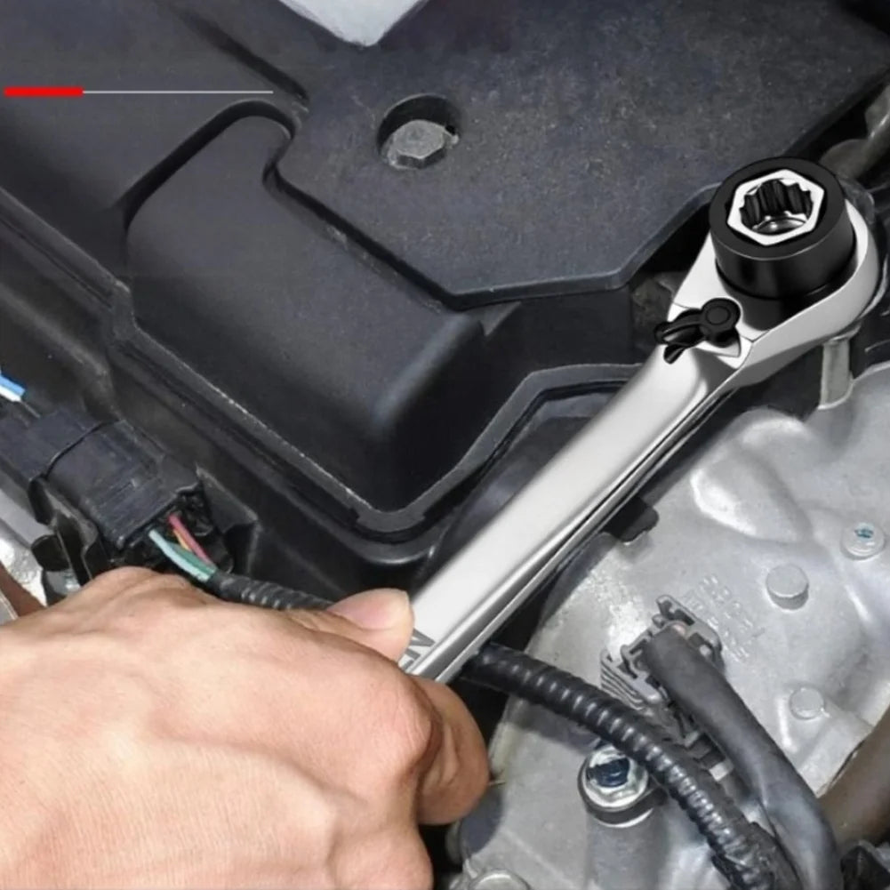 4 in 1 Ratchet Wrench Set Built from 40CR Chrome Vanadium Steel with 72 Tooth Ratchet and Retractable Blade Functionality