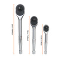 3pcs/set 1/4" 3/8" 1/2" Drive Ratchet Socket Wrench Kit, 3 Counts 72-Tooth Quick-Release Reversible Ratchet Set