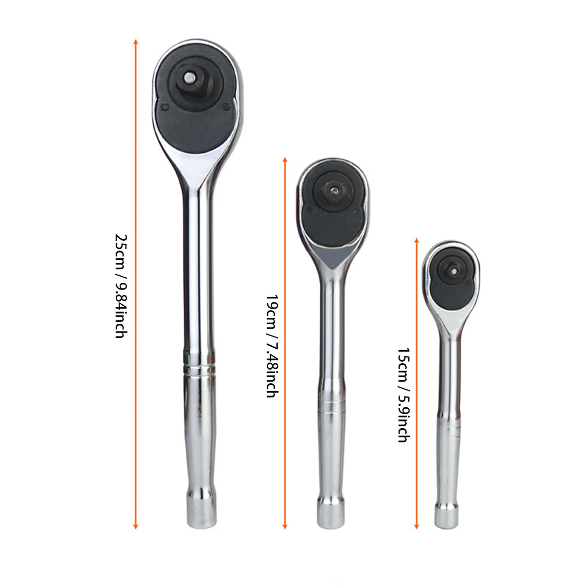 3pcs/set 1/4" 3/8" 1/2" Drive Ratchet Socket Wrench Kit, 3 Counts 72-Tooth Quick-Release Reversible Ratchet Set