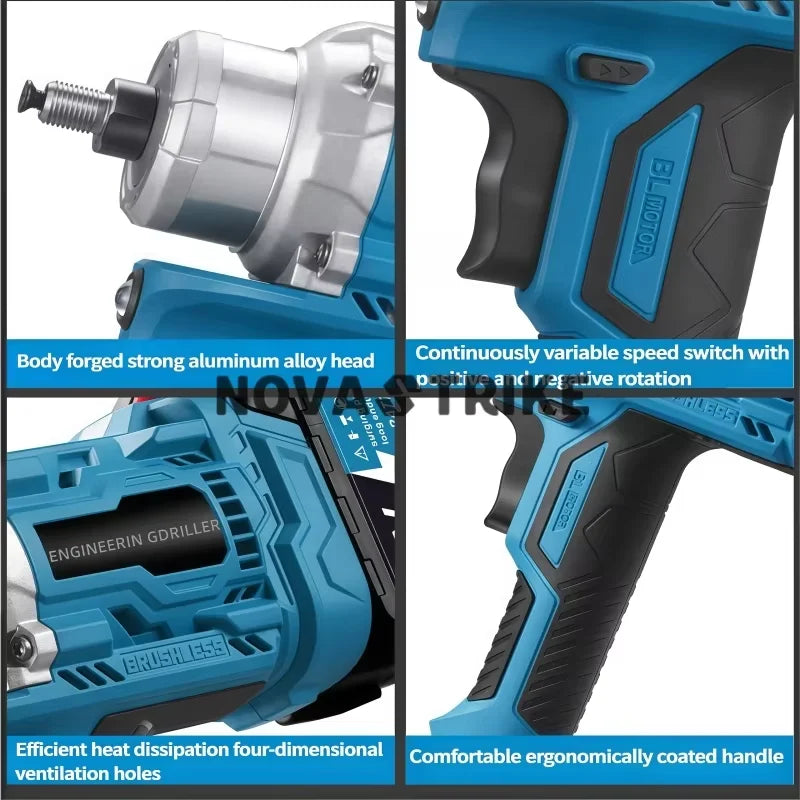 Cordless Electric Drill Rechargeable 16MM Brushless Power Drill Concrete & Mud Drilling for Makita 18V battery