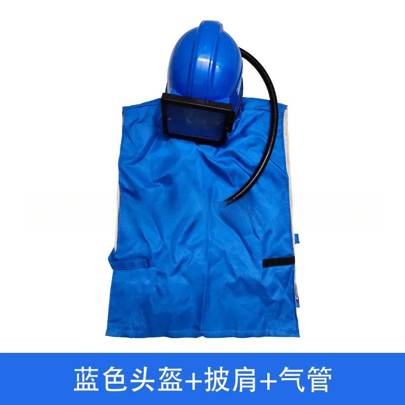 Heavy-Duty Sandblasting Hood Helmet System with Air Tube & Protective Shawl