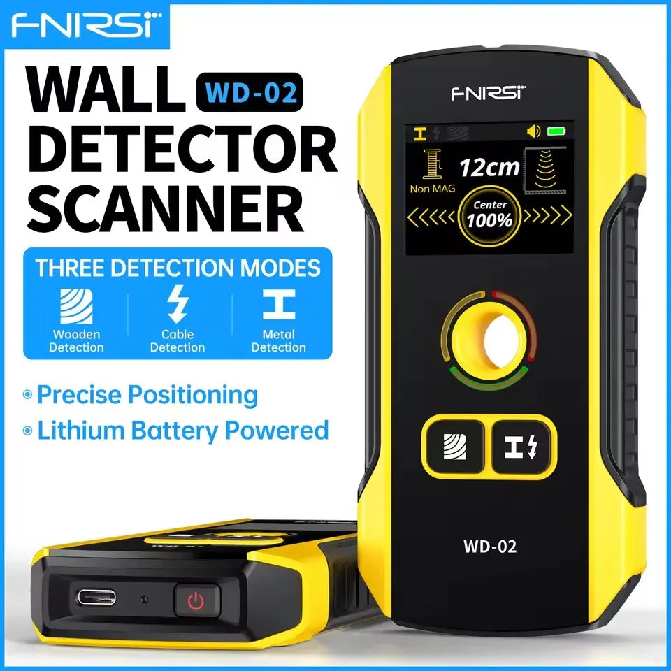 FNIRSI WD-02 Wall Detector Stud Finder New Design Positioning Hole TFT Display AC Live Cable Wires Metal Wood Stud Wall Scanner