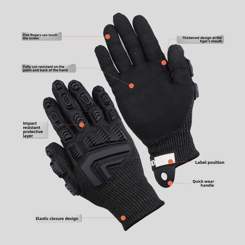 Level 5 Full Hand Cut-Resistant Gloves with Wear-Resistant TPR Patches, Touchscreen Compatibility, Slip Resistance, Cut Resistan