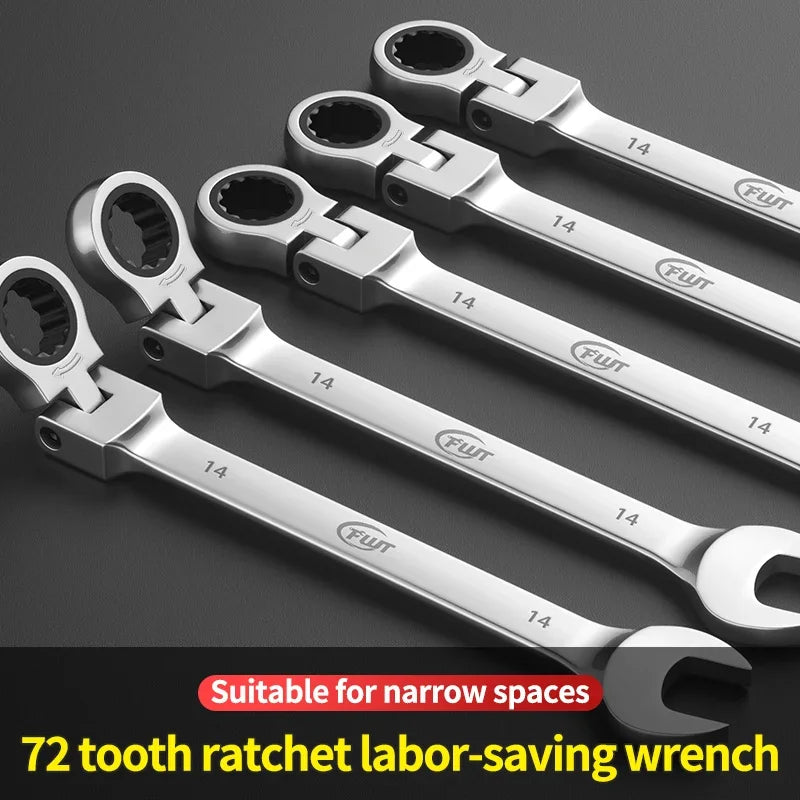 72-tooth ratchet combination wrench - plum open end wrench, 180° rotation, chrome vanadium steel, professional maintenance tool
