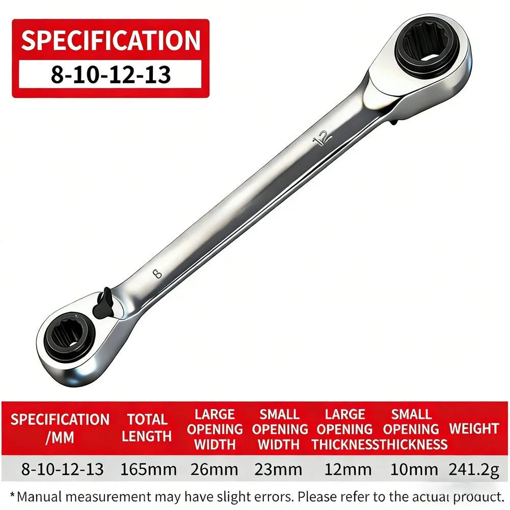 4 in 1 Ratchet Wrench Set Built from 40CR Chrome Vanadium Steel with 72 Tooth Ratchet and Retractable Blade Functionality