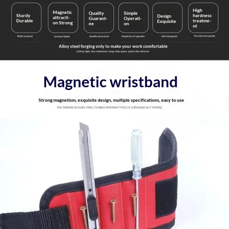 Magnetic Wristband Portable Tool Bag Electrician Adjustable Wristband For Holding Screws,Nails,Drilling Bits,Wrist Tool Holder