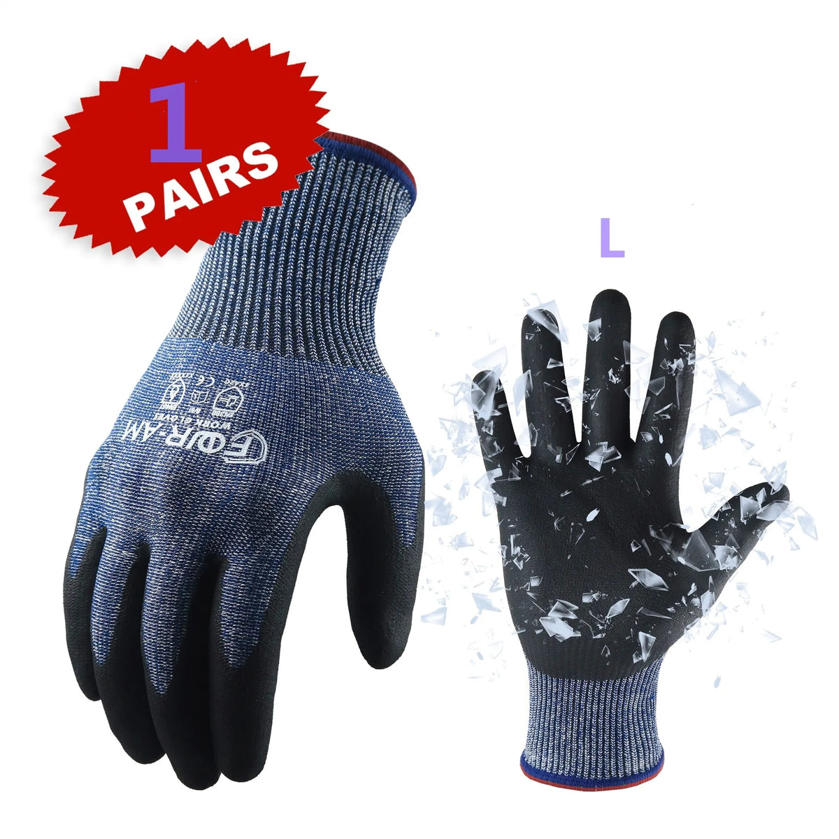 1/3Pairs Level 3 Cut-Resistant Gloves, Firm Non-Slip Grip, Heavy Duty Work,Multipurpose, Excellent Grip for Men & Women