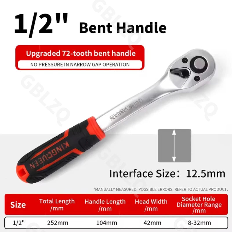 24 Tooth Drive Ratchet Wrench Set 1/4 3/8 1/2 Inch Multi-functional DIY Hand Tool Socket for Home Repair