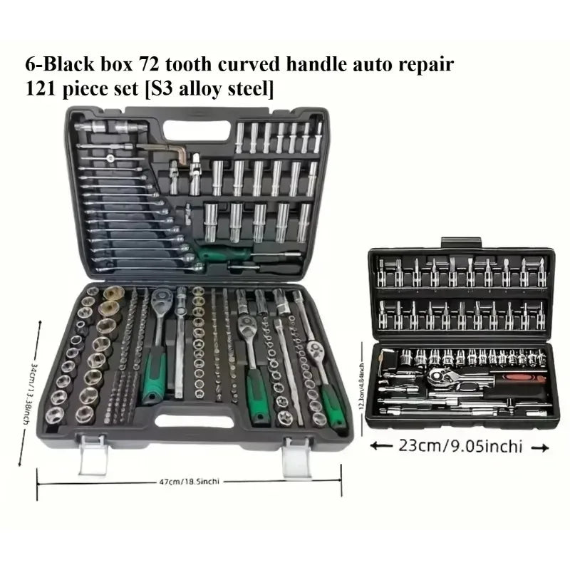 216-Piece Professional Socket Set - 1/2" 3/8" 1/4" Drive SAE & Metric, 72-Tooth Ratchet for Automotive & Home Repair