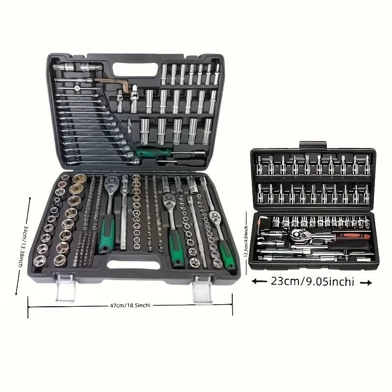 216-Piece Professional Socket Set - 1/2" 3/8" 1/4" Drive SAE & Metric, 72-Tooth Ratchet for Automotive & Home Repair