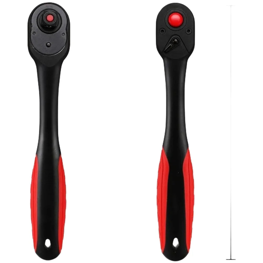 72 Tooth Mechanism Ratchet Wrench Set with Curved Handle for 1/4 3/8 1/2 Inch Sockets Efficient Swing Angle for Tight Spots