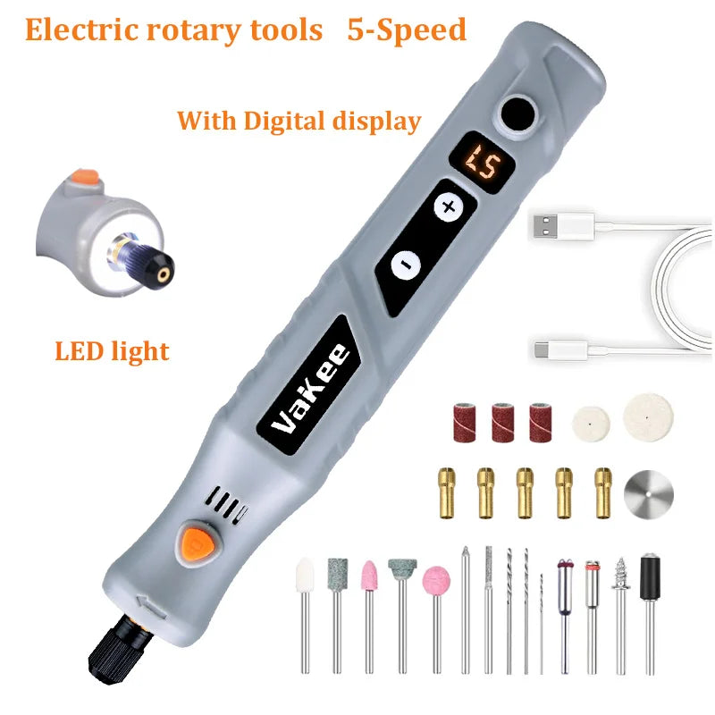 DIY Mini Cordless Electric Drill (USB) Tool, suitable for jewelry, metal, glass processing, etc. Mini cordless drill bit set, in