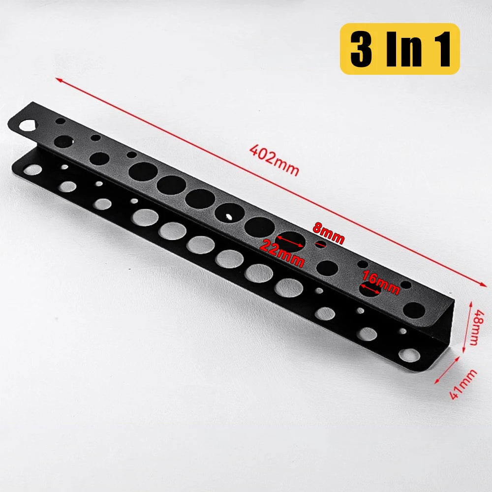 Heavy-Duty Wall Mounted Metal Tool & Screwdriver Storage Rack