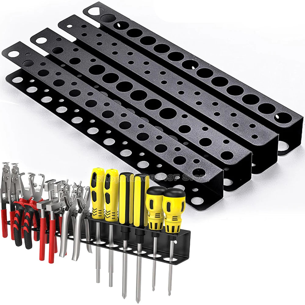 Heavy-Duty Wall Mounted Metal Tool & Screwdriver Storage Rack