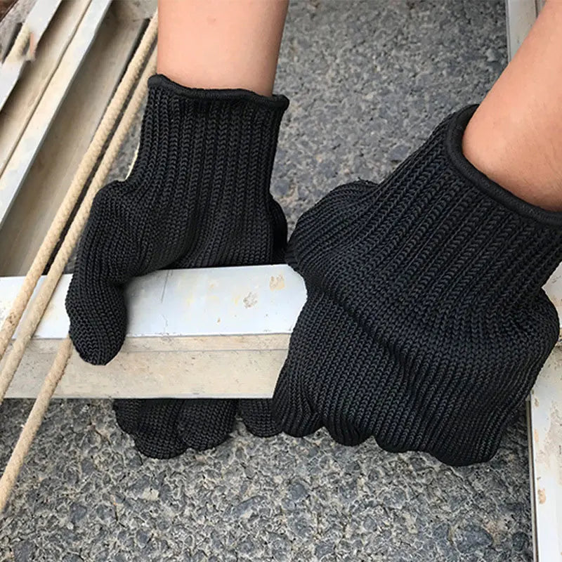 1pair Cut Resistant Gloves for Kitchen Safety Protection High Dexterity Ambidextrous Work Gloves for Gardening Woodworking Black