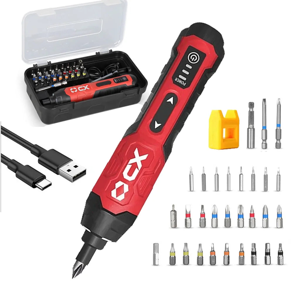 Cordless Electric Screwdriver, Rechargeable, 2000mAh Lithium Battery, Mini Drill, 4V Power Tools Set, Household Maintenance Re