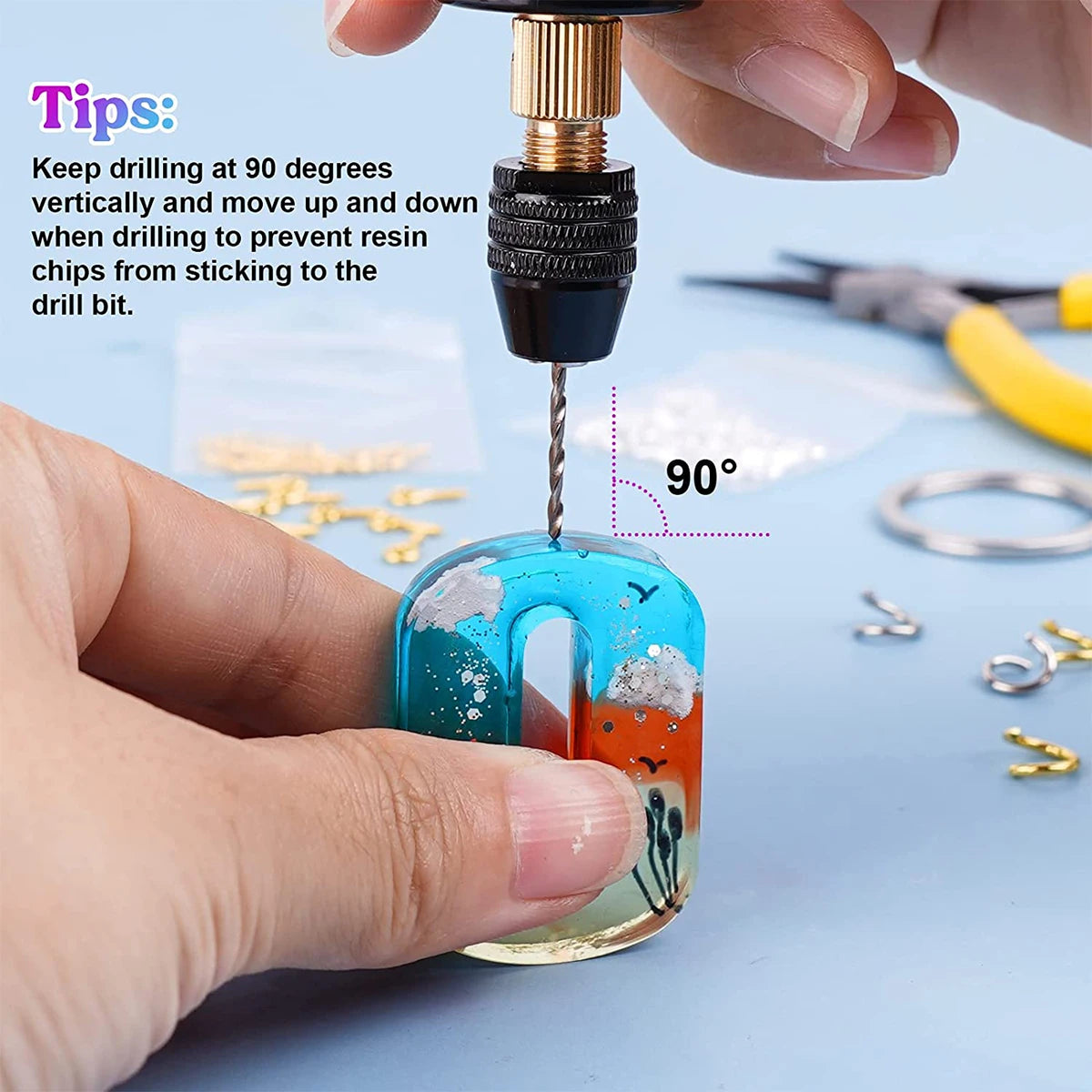 Electric Rotary Tool Kit Jewelry Tools Mini Electric Drill Handheld Portable Keychain Making Kit For Jewelry Resin Grinding Tool