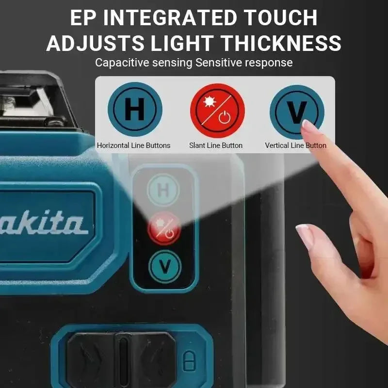 Makita Professional 16-Line Laser Level - 515nm High-Visibility Green Light, Self-Leveling & Manual for Indoor/Outdoor Alignment