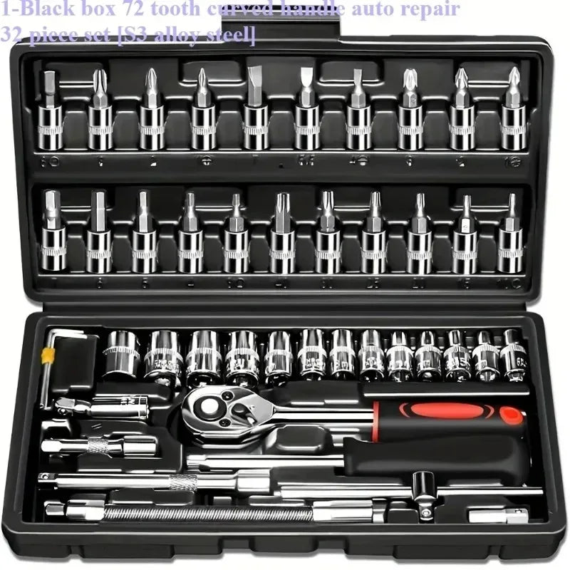 216-Piece Professional Socket Set - 1/2" 3/8" 1/4" Drive SAE & Metric, 72-Tooth Ratchet for Automotive & Home Repair