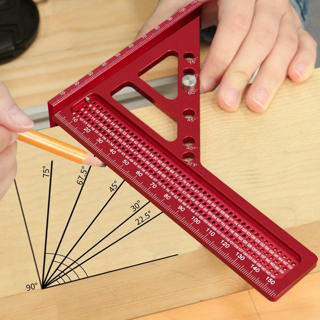 3D Aluminum Alloy Multi-Angle Woodworking Square Ruler