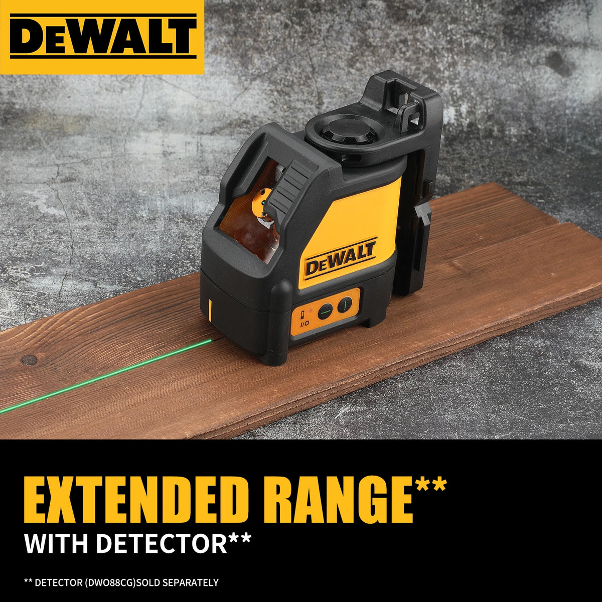 DEWALT DW088CG Green Laser is high-precision line laser with reliable self-leveling performance for accurate alignment work