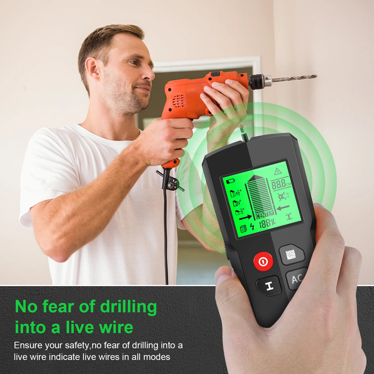 5 in 1 Stud Finder Metal Detector AC Wood Stud Finder Cable Wires Depth Tracker LCD Electronic Wall Scanner Positioning Tool