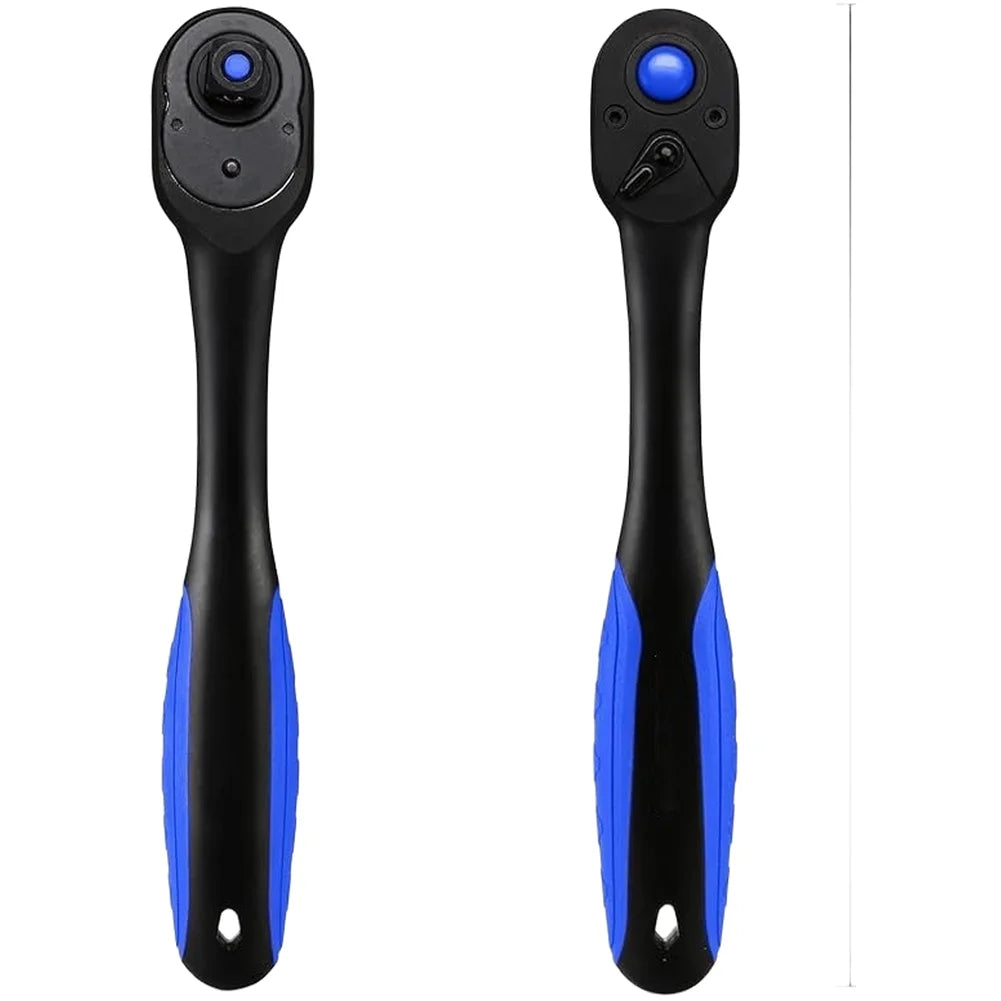 72 Tooth Mechanism Ratchet Wrench Set with Curved Handle for 1/4 3/8 1/2 Inch Sockets Efficient Swing Angle for Tight Spots