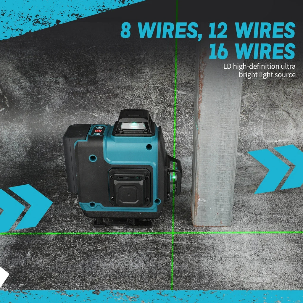 Makita Professional 16-Line Laser Level - 515nm High-Visibility Green Light, Self-Leveling & Manual for Indoor/Outdoor Alignment