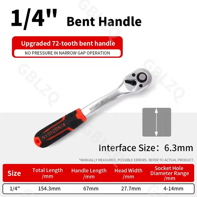 24 Tooth Drive Ratchet Wrench Set 1/4 3/8 1/2 Inch Multi-functional DIY Hand Tool Socket for Home Repair